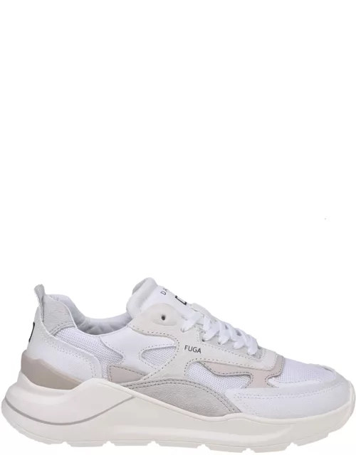 D. A.T. E. Fuga Sneakers In White Leather And Fabric