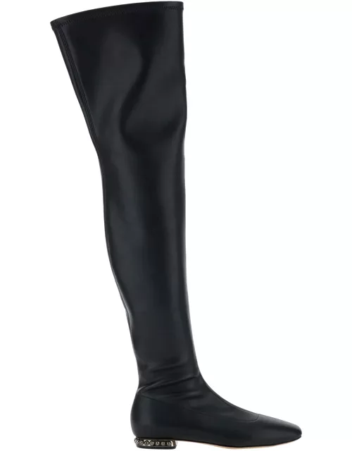 Casadei galaxy Black Over The Knee Boots In Leather Woman