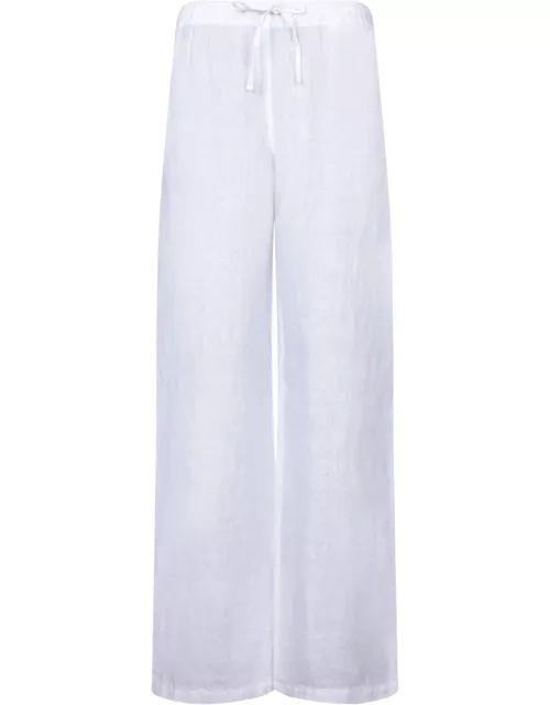 120% Lino Wide-leg White Linen Trouser
