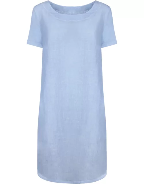 120% Lino Long Blue Linen Dres
