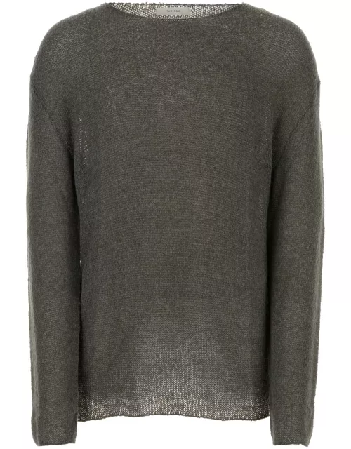 The Row Dark Grey Silk Blend Flavio Sweater