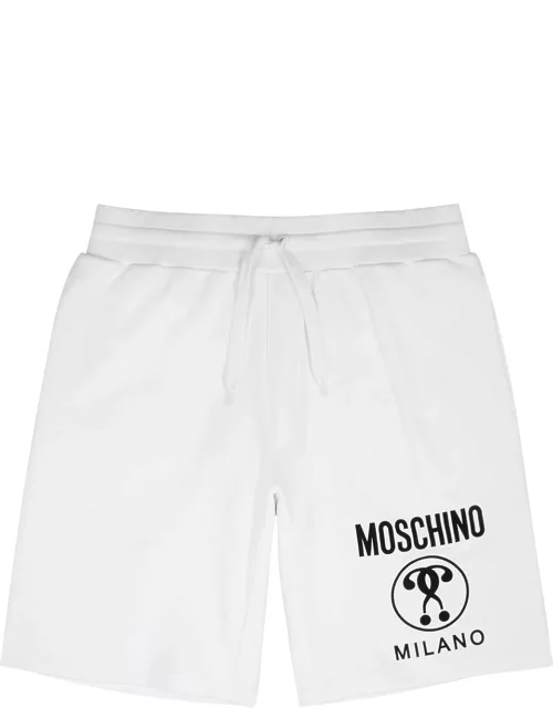 White logo-print cotton shorts