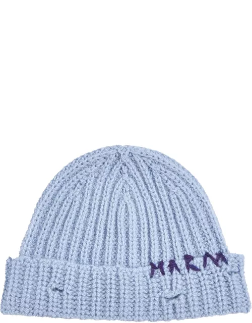 Marni Light Blue Wool Beanie