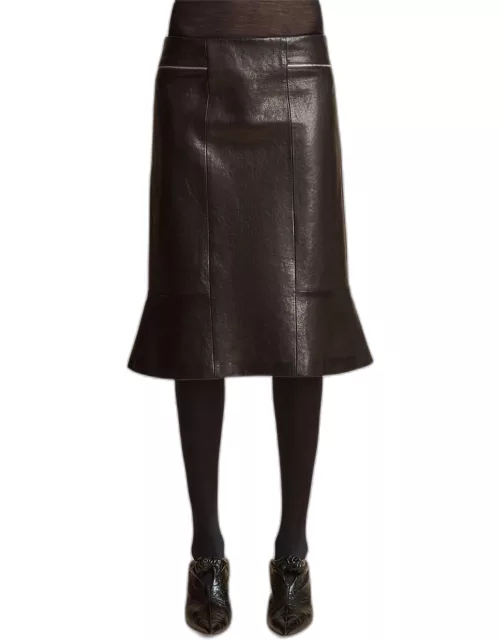 Francine Zipper Leather Skirt