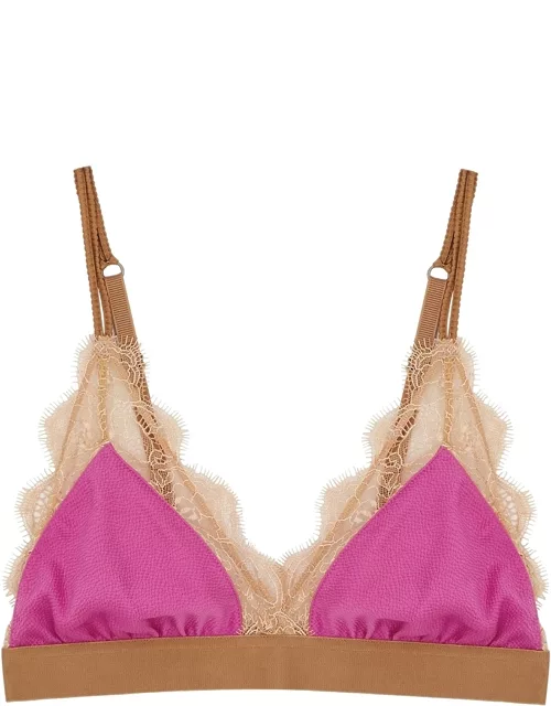 Love Lace brown and pink soft-cup bra