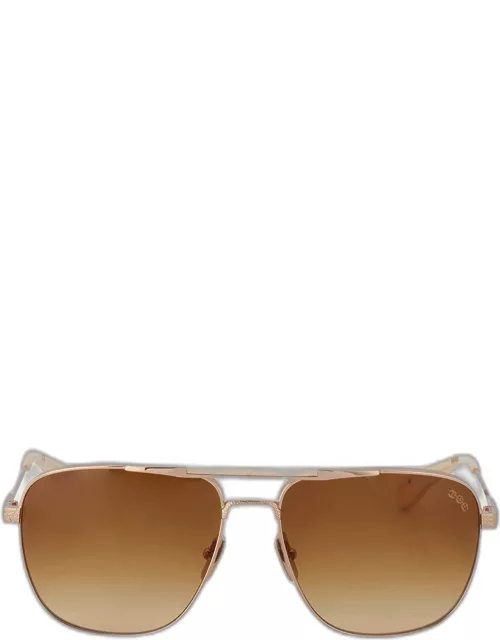 Golden Titanium Aviator Sunglasse