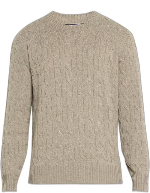 Men's Cashmere Cable Knit Crewneck Sweater