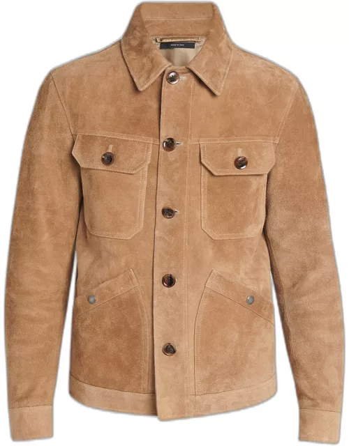 Men's Brushed Suede Concealed Zip Field Jacket