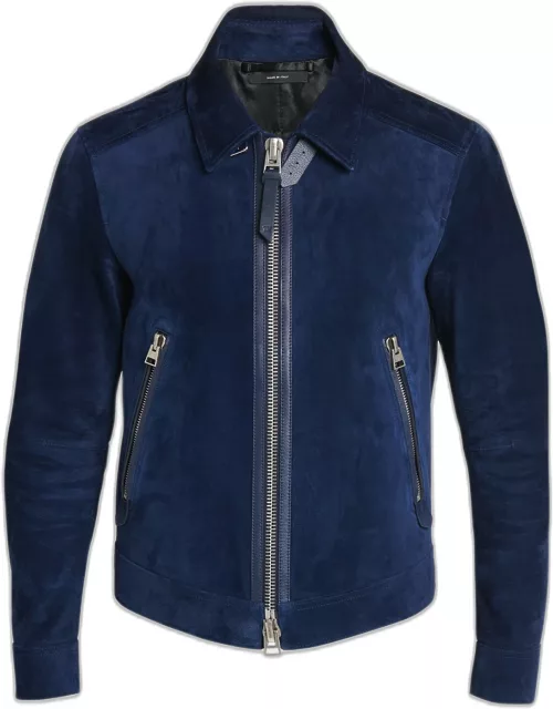 Men's Cashmere-Suede Full-Zip Blouson Jacket