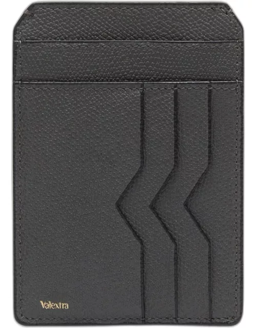 Men's V-Cut Compact Pebble Leather Card Holder