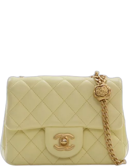 Chanel Quilted Lambskin Mini Sweet Camellia Adjustable Chain Square Flap Bag