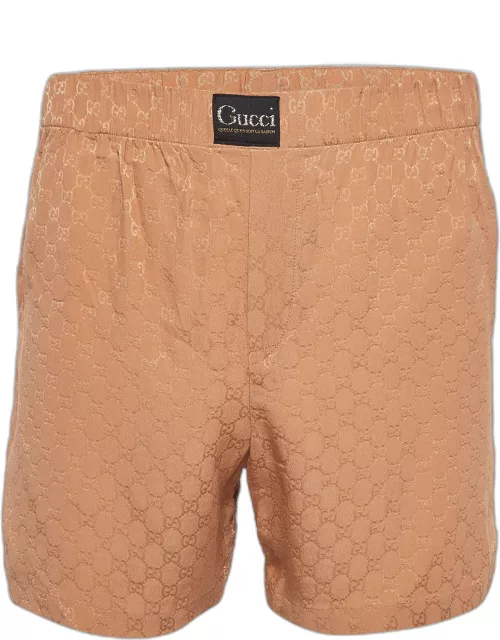 Gucci Beige Brown GG Web Silk Shorts