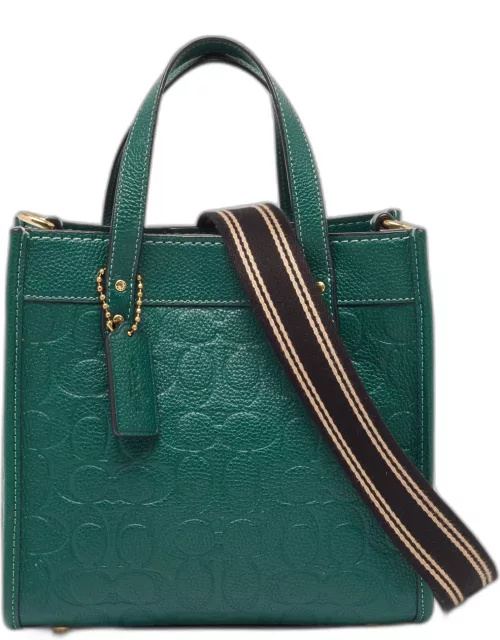 Coach Green Signature Embossed Leather Field Tote