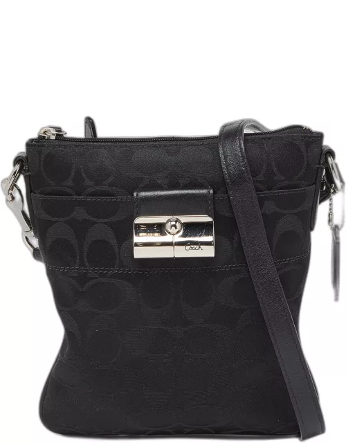 Coach Black Signature Canvas and Leather Courie Crossbody Bag