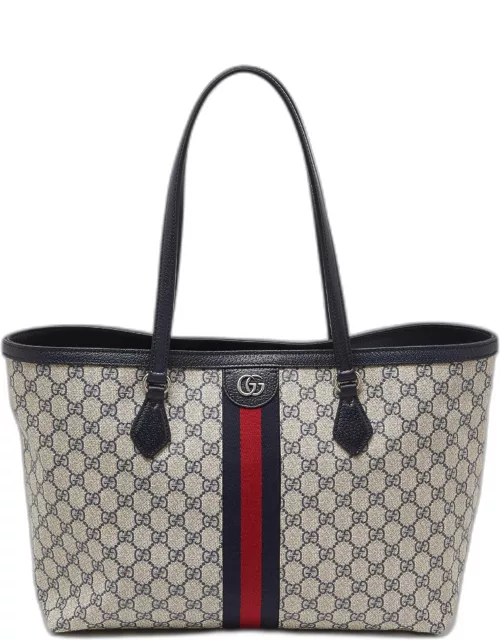 Gucci Blue/Beige GG Supreme Canvas and Leather Medium Ophidia Tote