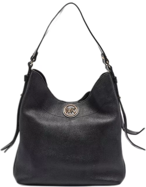Michael Kors Black Pebbled Leather Large Bowery Shoulder Bag