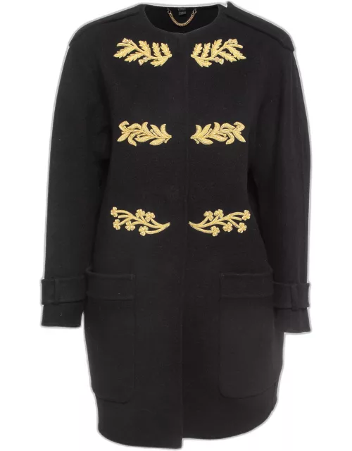 Burberry Black Embroidered Cashmere Coat