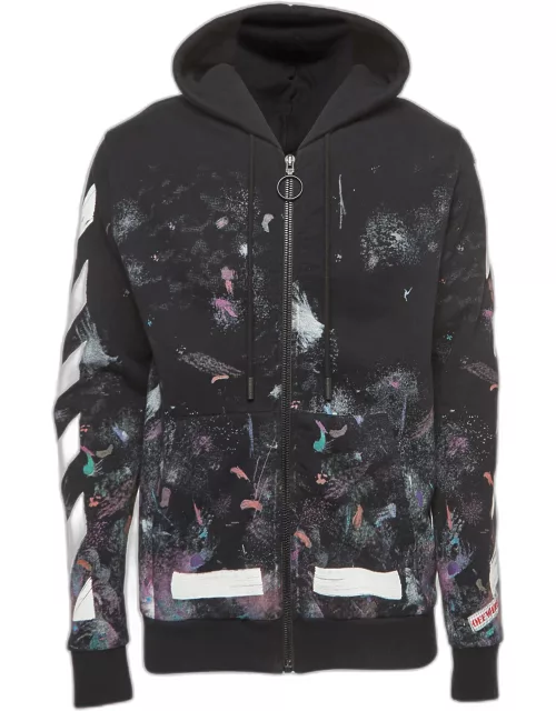 Off-White Black Galaxy Brushed Cotton Zip-Up Hoodie