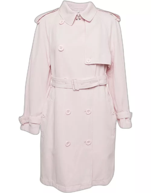 Burberry Pink Twill Belted Trench Coat