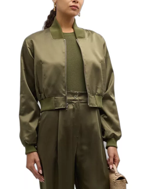 Cala Shrunken Silk Bomber Jacket