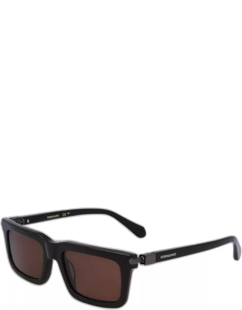 Men's Prisma Modified Acetate Rectangle Sunglasses, 53m