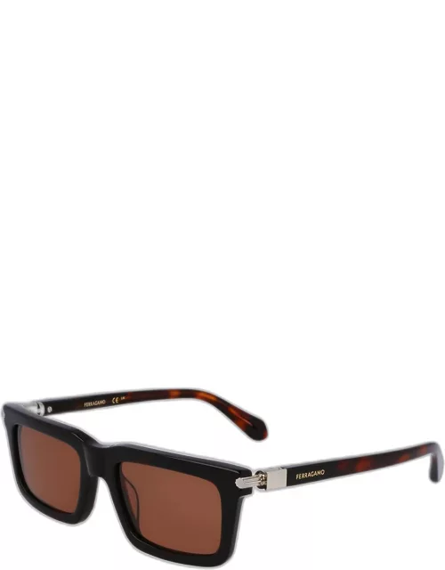 Men's Prisma Modified Acetate Rectangle Sunglasses, 53m