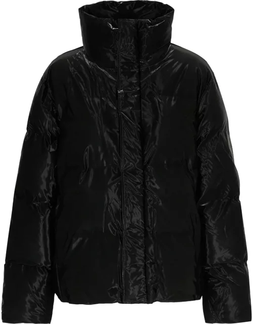 Black quilted glossed shell jacket