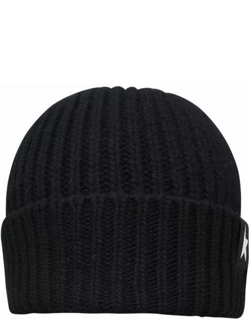 Golden Goose Black Wool Damian Star Beanie