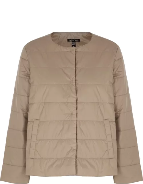 Camel quilted shell jacket