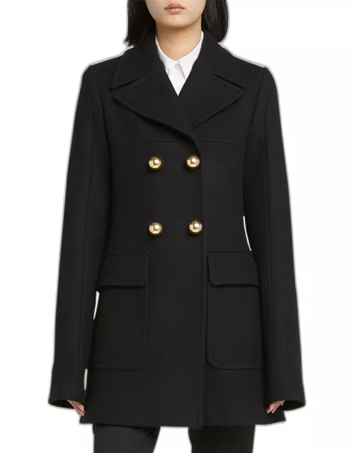 Double-Breasted Short Wool Top Coat