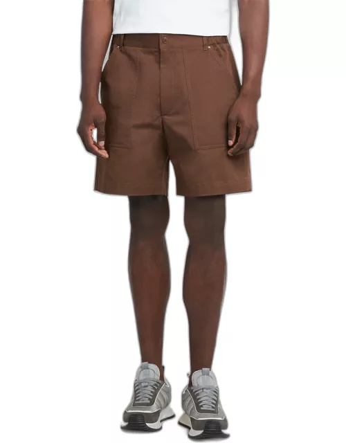 Men's Cotton Shorts with Logo Patch