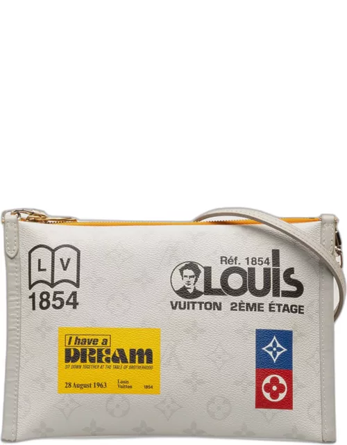 Louis Vuitton Grey Canvas Limited Edition Flat Messenger Bag