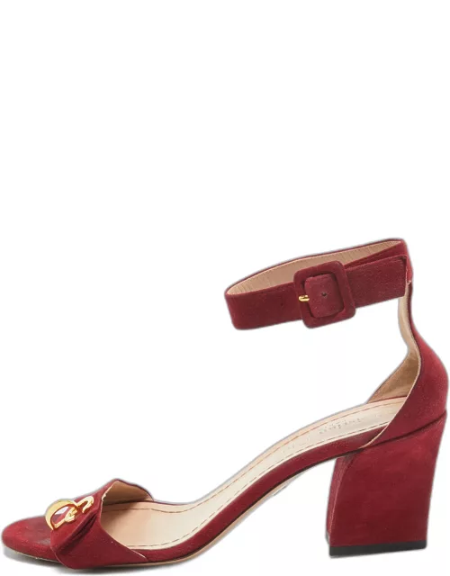 Dior Red Suede C'est Ankle Strap Sandal