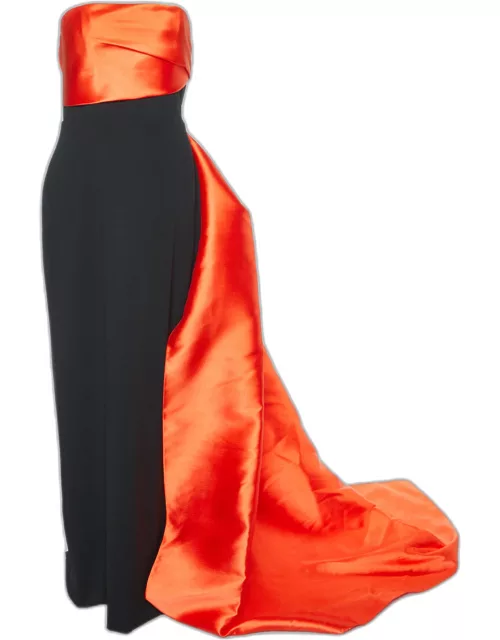 Solace London Black/Orange Crepe The Kinsley Draped Maxi Dress