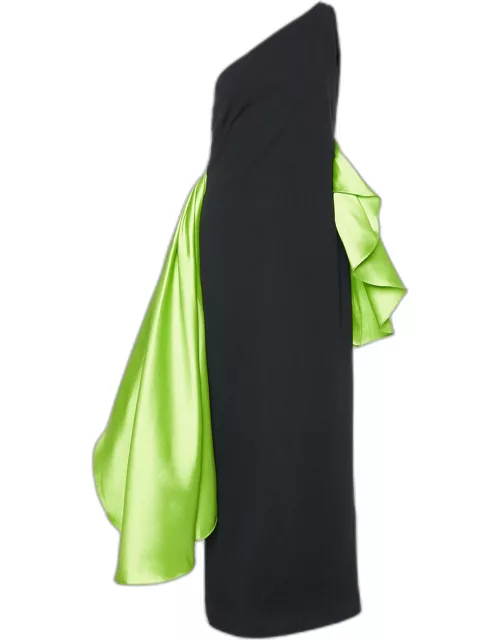 Solace London Black/Green Crepe The Calla Draped Maxi Dress