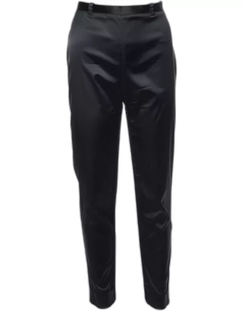 Balenciaga Black Wool Satin Slim Fit Trousers M/Waist 30"