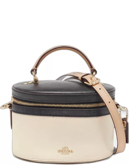 Coach x Selena Black/Beige Leather Trail Top Handle Bag