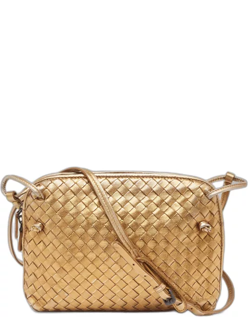 Bottega Veneta Gold Intrecciato Leather Nodini Crossbody Bag