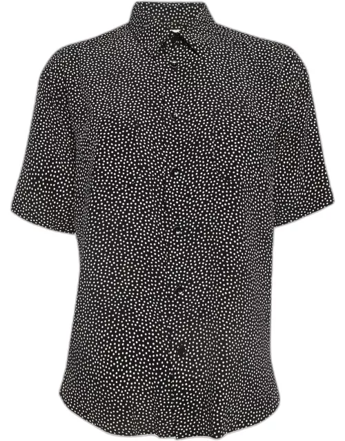 Saint Laurent Paris Black Dotted Print Silk Shirt