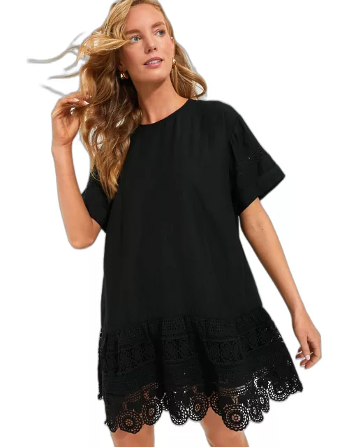 Black Rosina Embroidery Short Sleeve Tunic Dres