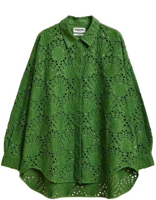 ESSENTIEL ANTWERP Fummer Broderie Anglaise Shirt - Emerald Green