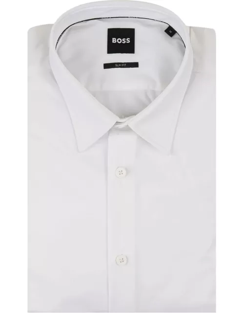 Hugo Boss Slim Fit Shirt In White Technical Jersey