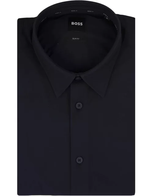 Hugo Boss Slim Fit Shirt In Blue Technical Jersey