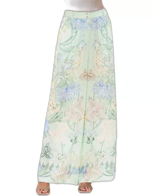 High-Rise Floral Silk Wide-Leg Pant