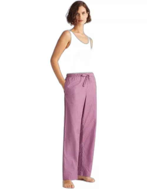 Derek Rose Women's Lounge Trousers Kate 10 Cotton Jacquard Purple