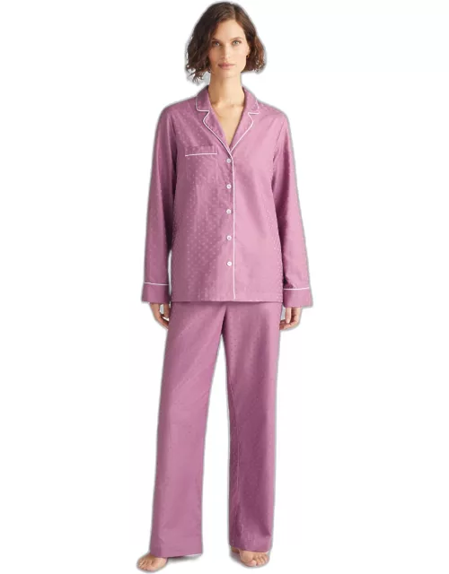 Derek Rose Women's Pyjamas Kate 10 Cotton Jacquard Purple