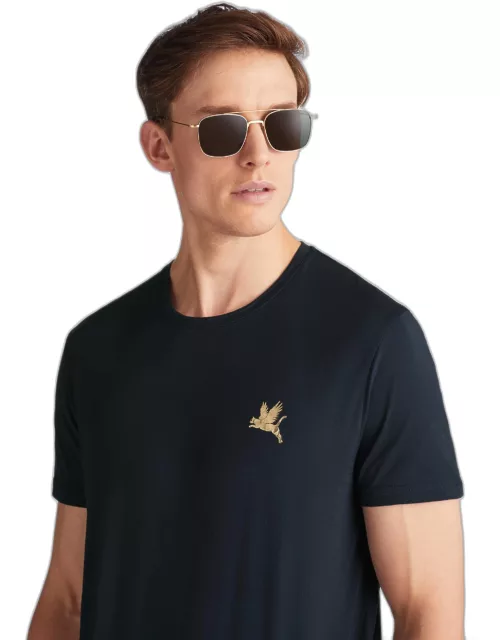 Derek Rose Men's T-Shirt Ripley 20 Pima Cotton Navy