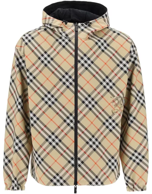 BURBERRY reversible check hooded jacket with