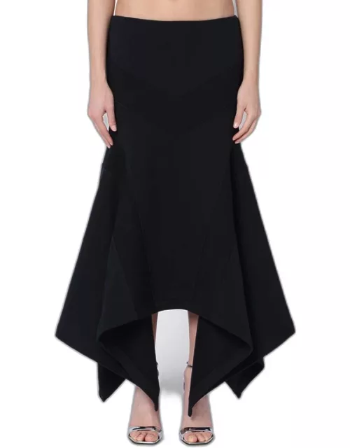 Black asymmetric cotton skirt