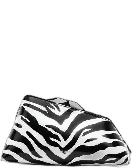 8.30PM white/black clutch with zembra leather print